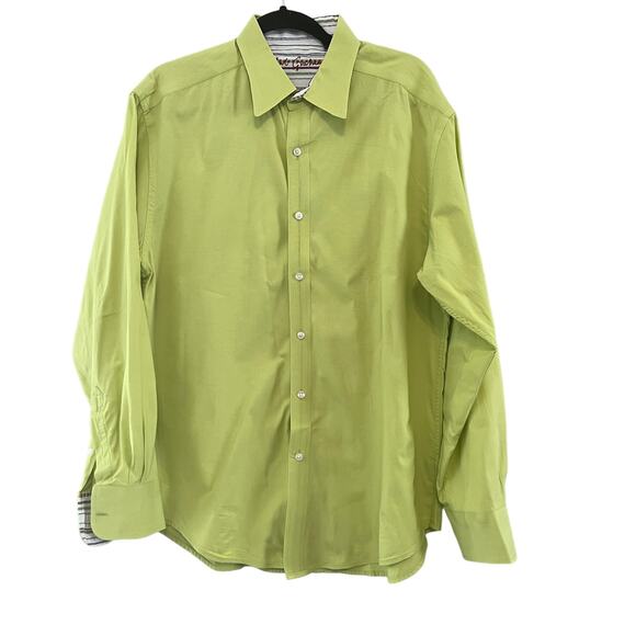 Robert Graham Green Patterned Striped Flip Cuff Button Down Shirt XL - Picture 1 of 10